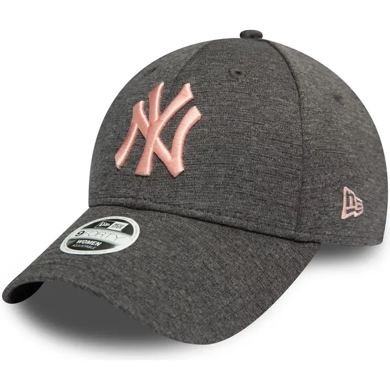 casquette-courbee-grise-ajustable-avec-logo-rose-9forty-tech-pull-new-york-yankees-mlb-new-era