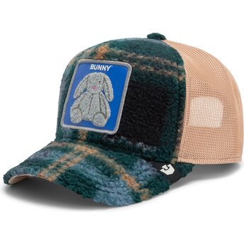 Casquette trucker verte et beige lapin en peluche Bunny Double Stuffed The Farm Goorin Bros.