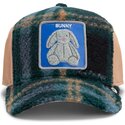 casquette-trucker-verte-et-beige-lapin-en-peluche-bunny-double-stuffed-the-farm-goorin-bros
