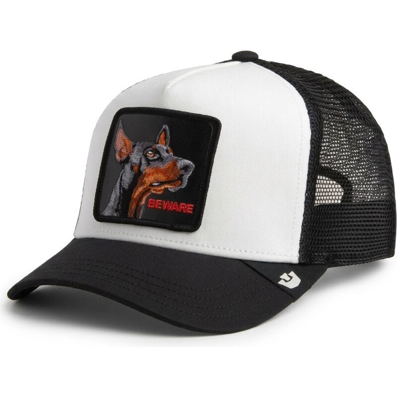 casquette-trucker-noire-et-blanche-pour-enfant-chien-beware-original-recipe-the-farm-goorin-bros