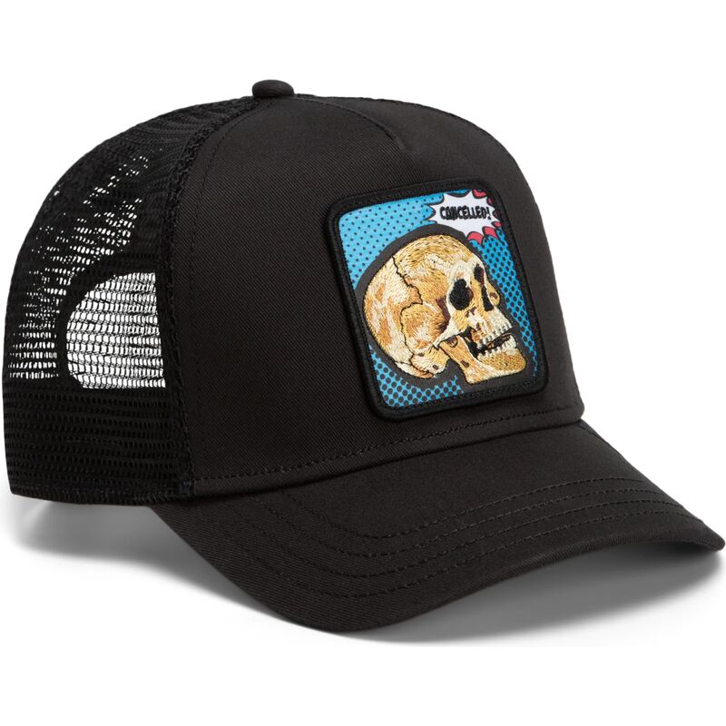 casquette-trucker-noire-crane-cancelled-skull-pop-art-strikes-back-the-farm-goorin-bros casquette-trucker-noire-crane-cancelled-skull-pop-art-strikes-back-the-farm-goorin-bros