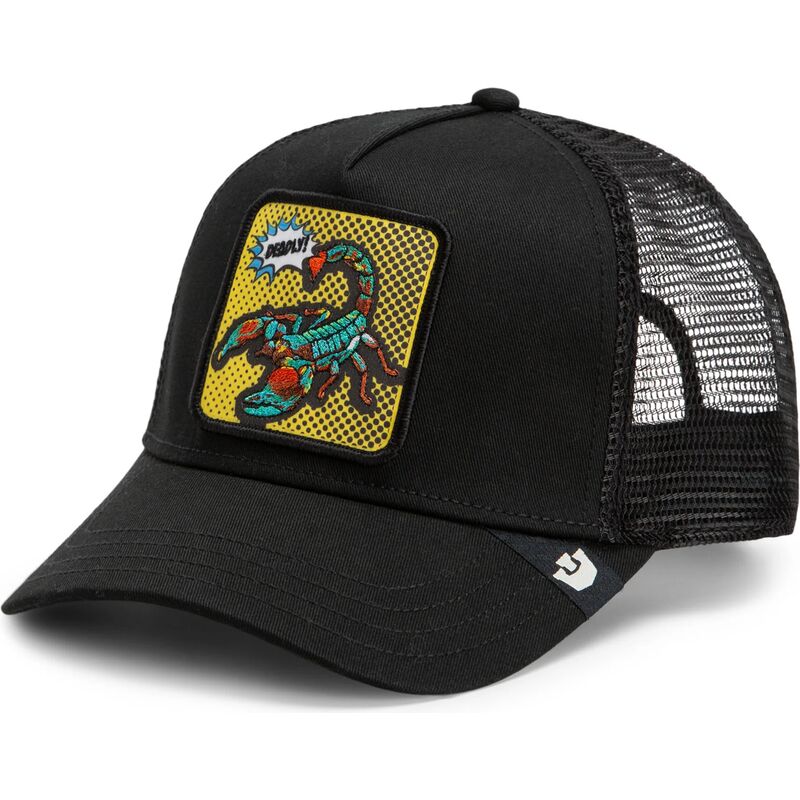 casquette-trucker-noire-scorpion-deadly-scorpion-pop-art-strikes-back-the-farm-goorin-bros