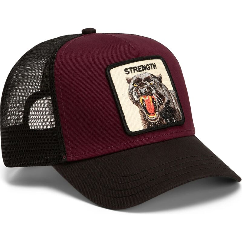 casquette-trucker-grenat-et-noire-panthere-strength-panther-original-recipe-the-farm-goorin-bros
