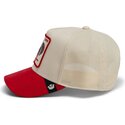 casquette-trucker-rouge-et-beige-coq-the-suede-rooster-microsuede-cock-the-farm-goorin-bros