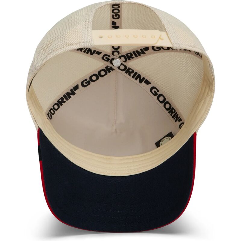 casquette-trucker-rouge-et-beige-coq-the-suede-rooster-microsuede-cock-the-farm-goorin-bros