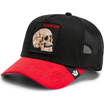 Casquette trucker noire et rouge crâne Cancelled Skull Trucker Microsuede The Farm Goorin Bros.