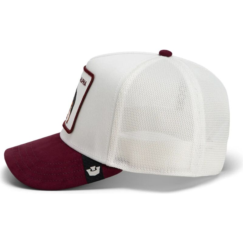 casquette-trucker-blanche-et-grenat-rottweiler-suede-alpha-microsuede-the-farm-goorin-bros