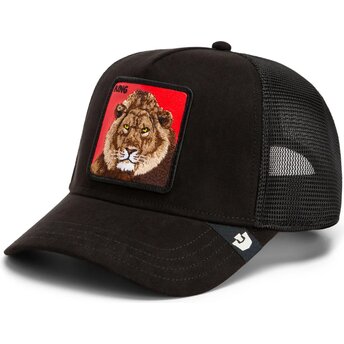Casquette trucker noire et rouge lion Re Lionne Rosso Microsuede King The Farm Goorin Bros.