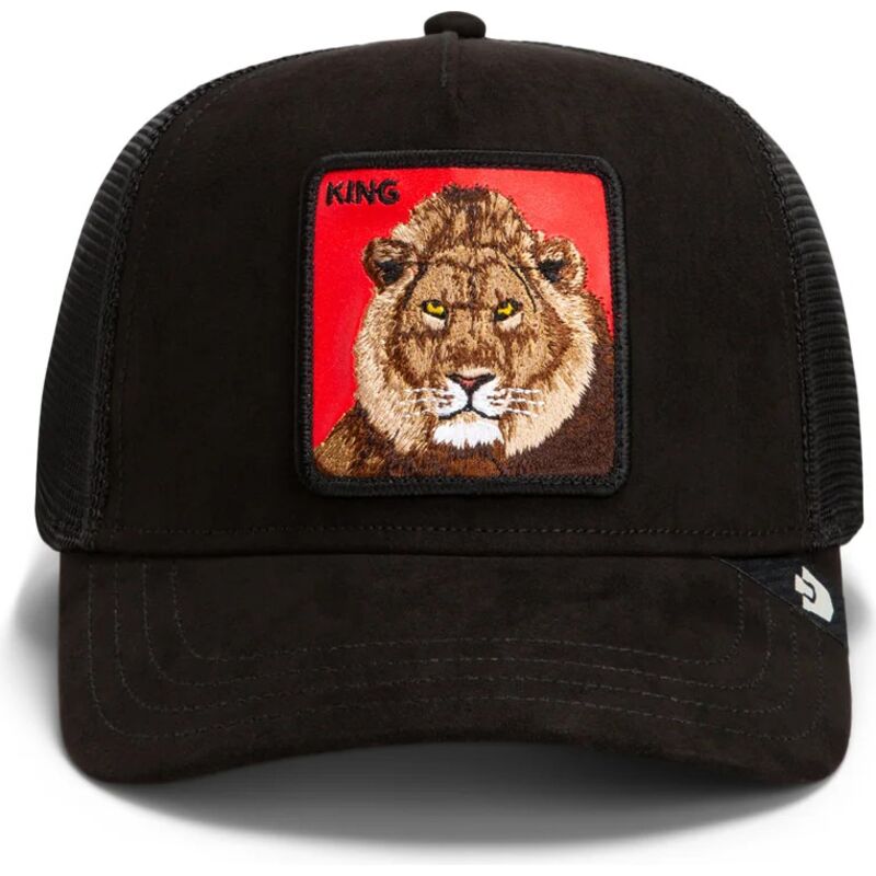 casquette-trucker-noire-et-rouge-lion-re-lionne-rosso-microsuede-king-the-farm-goorin-bros casquette-trucker-noire-et-rouge-lion-re-lionne-rosso-microsuede-king-the-farm-goorin-bros