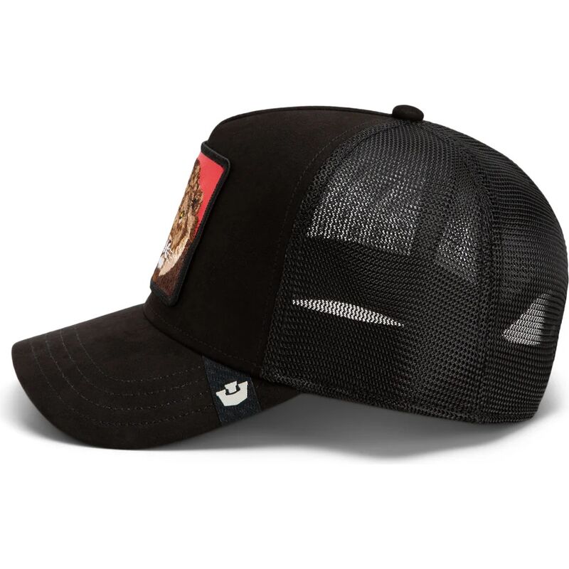 casquette-trucker-noire-et-rouge-lion-re-lionne-rosso-microsuede-king-the-farm-goorin-bros casquette-trucker-noire-et-rouge-lion-re-lionne-rosso-microsuede-king-the-farm-goorin-bros