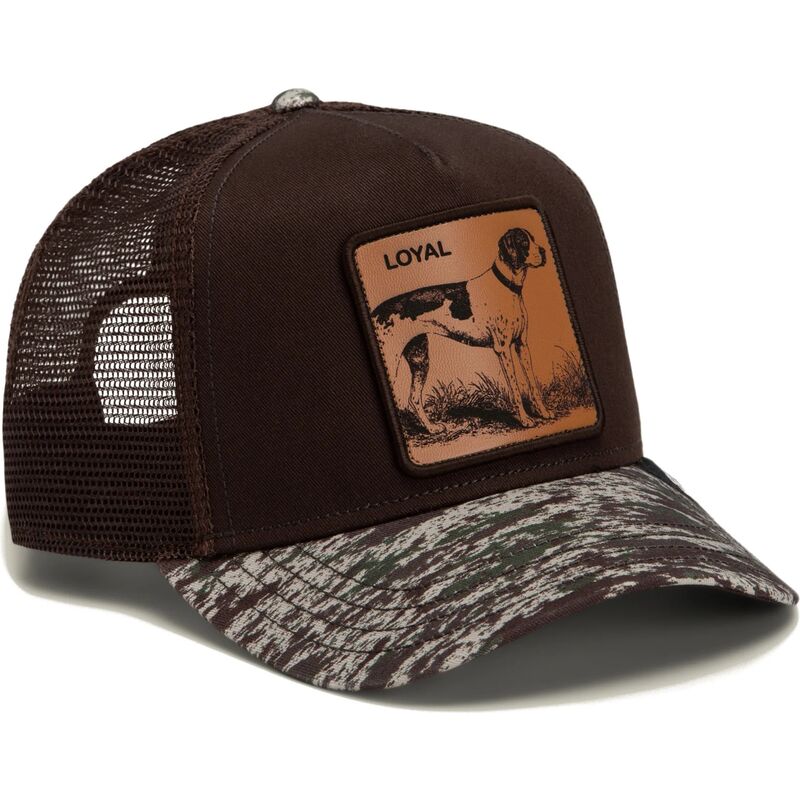 casquette-trucker-marron-et-camouflage-chien-engraved-dog-camo-glitch-the-farm-goorin-bros casquette-trucker-marron-et-camouflage-chien-engraved-dog-camo-glitch-the-farm-goorin-bros