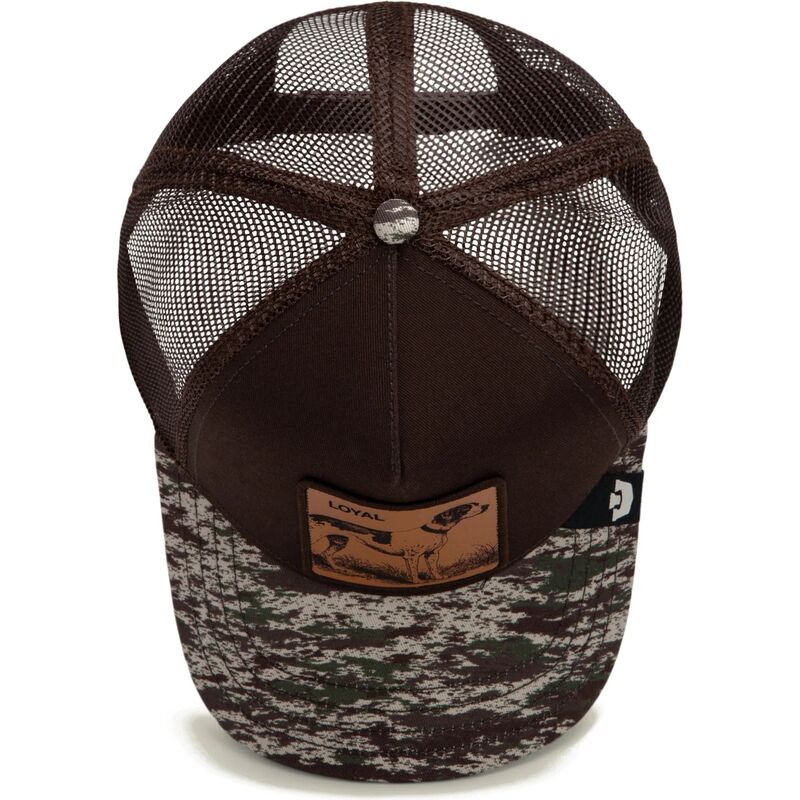 casquette-trucker-marron-et-camouflage-chien-engraved-dog-camo-glitch-the-farm-goorin-bros casquette-trucker-marron-et-camouflage-chien-engraved-dog-camo-glitch-the-farm-goorin-bros