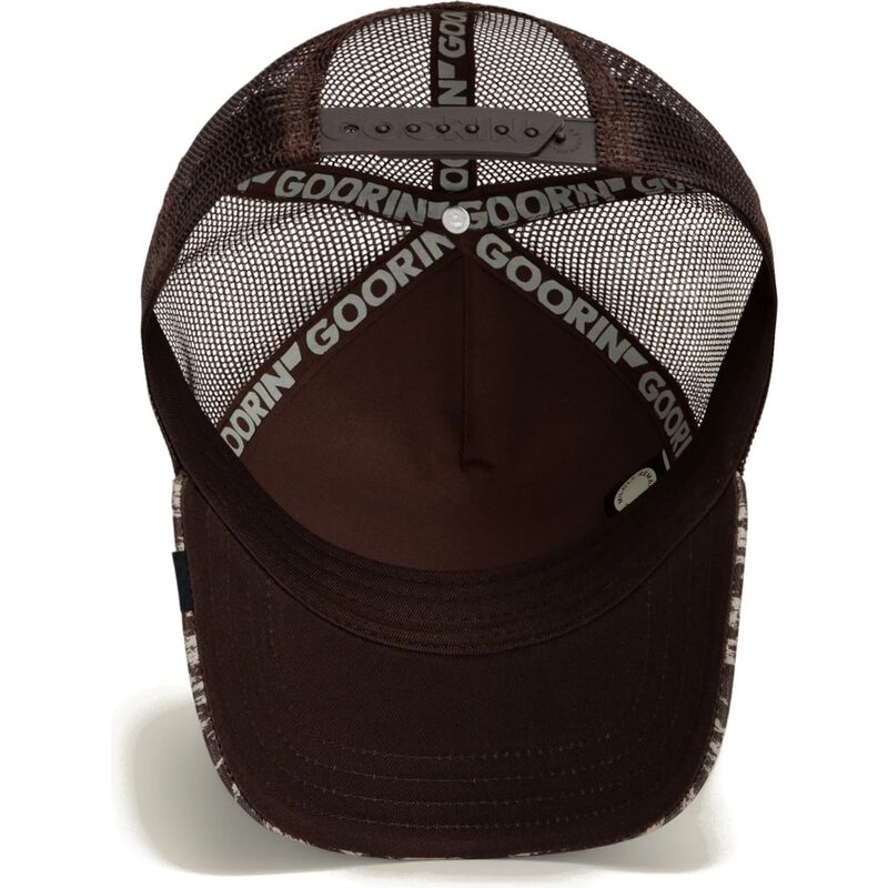 casquette-trucker-marron-et-camouflage-chien-engraved-dog-camo-glitch-the-farm-goorin-bros casquette-trucker-marron-et-camouflage-chien-engraved-dog-camo-glitch-the-farm-goorin-bros
