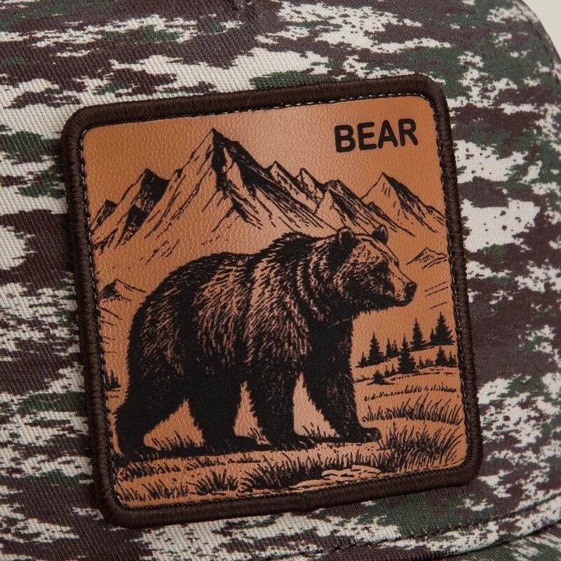 casquette-trucker-camouflage-et-marron-ours-engraved-bear-camo-glitch-the-farm-goorin-bros casquette-trucker-camouflage-et-marron-ours-engraved-bear-camo-glitch-the-farm-goorin-bros