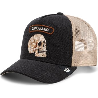 Casquette trucker noire et beige crâne Cancelled Rocker Denim After Dark The Farm Goorin Bros.