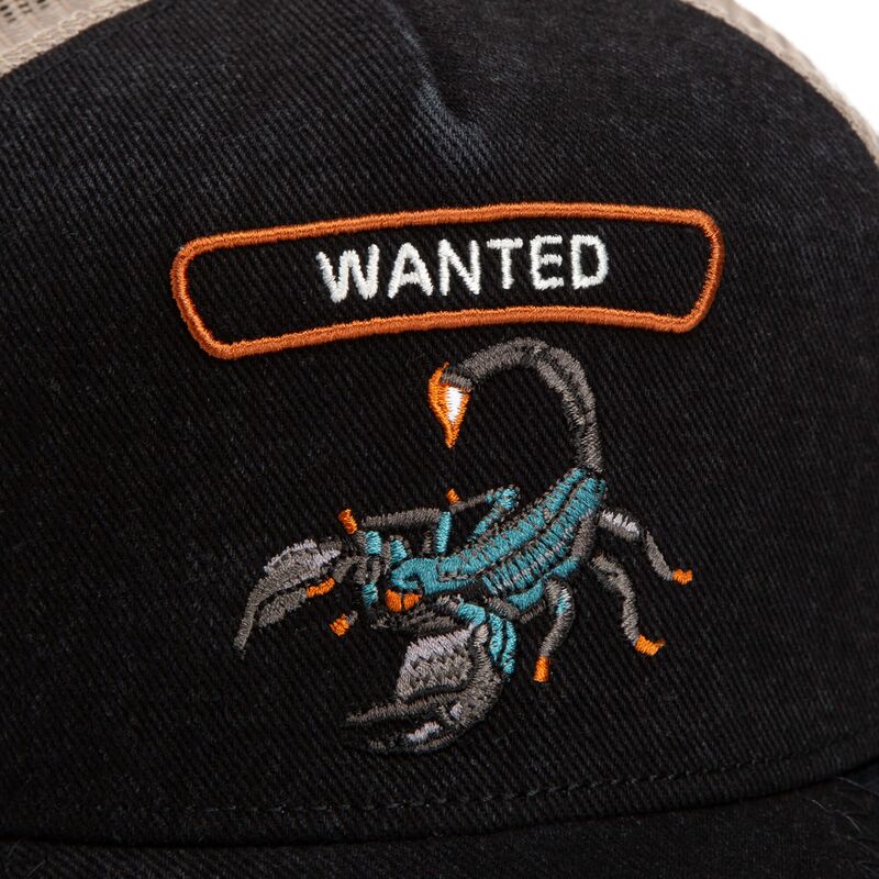 casquette-trucker-noire-et-beige-scorpion-wanted-rocker-denim-after-dark-the-farm-goorin-bros casquette-trucker-noire-et-beige-scorpion-wanted-rocker-denim-after-dark-the-farm-goorin-bros