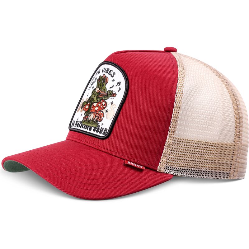 casquette-trucker-rouge-et-beige-hft-do-nothing-club-weird-vibes-frog-djinns casquette-trucker-rouge-et-beige-hft-do-nothing-club-weird-vibes-frog-djinns