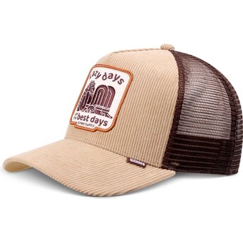 Casquette trucker khaki et marron HFT Lazy Days Djinns
