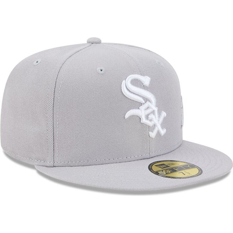 casquette-plate-grise-ajustee-59fifty-side-script-chicago-white-sox-mlb-new-era