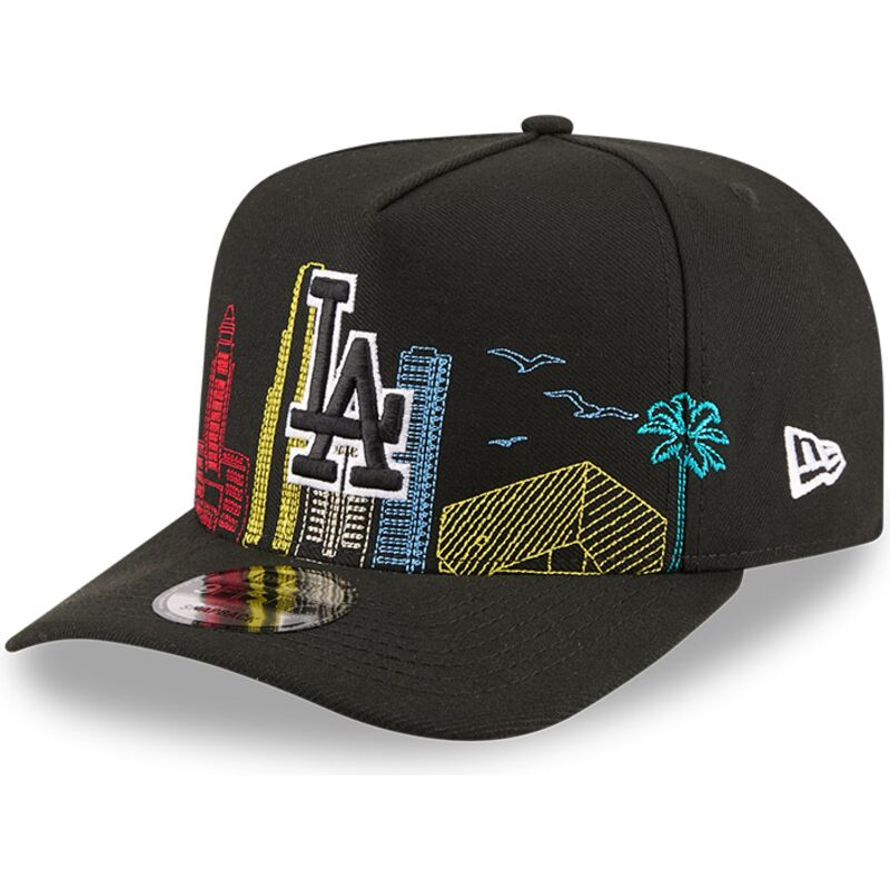 casquette-courbee-noire-snapback-9fifty-a-frame-precurved-skyline-los-angeles-dodgers-mlb-new-era
