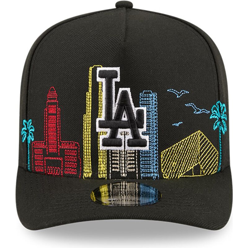 casquette-courbee-noire-snapback-9fifty-a-frame-precurved-skyline-los-angeles-dodgers-mlb-new-era