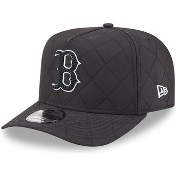 Casquette courbée noire snapback avec logo noir 9FIFTY A Frame Precurved Checkered Boston Red Sox MLB New Era