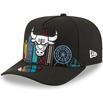 Casquette courbée noire snapback 9FIFTY A Frame Precurved Skyline Chicago Bulls NBA New Era