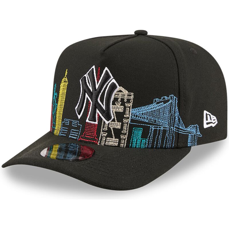 casquette-courbee-noire-snapback-9fifty-a-frame-precurved-skyline-new-york-yankees-mlb-new-era