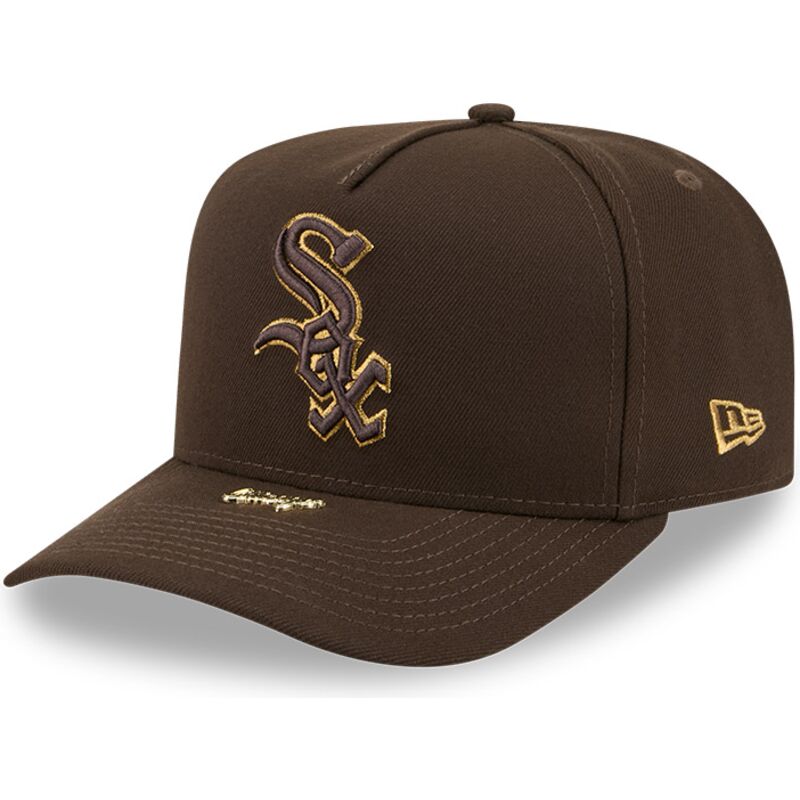 casquette-courbee-marron-snapback-9fifty-a-frame-precurved-visor-pin-chicago-white-sox-mlb-new-era