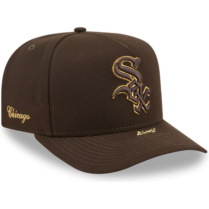 casquette-courbee-marron-snapback-9fifty-a-frame-precurved-visor-pin-chicago-white-sox-mlb-new-era