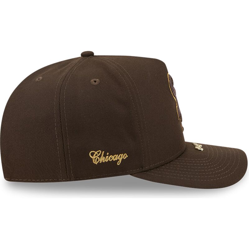 casquette-courbee-marron-snapback-9fifty-a-frame-precurved-visor-pin-chicago-white-sox-mlb-new-era