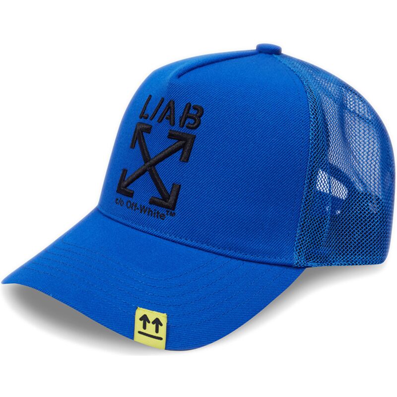casquette-trucker-bleue-avec-logo-noir-clamp-arrows-l-ab-c-o-off-white casquette-trucker-bleue-avec-logo-noir-clamp-arrows-l-ab-c-o-off-white