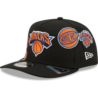 Casquette courbée noire snapback 9FIFTY A Frame Precurved Multi Patches New York Knicks NBA New Era