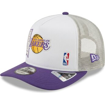 Casquette trucker violette et blanche 9FIFTY A Frame Precurved Multi Patch Los Angeles Lakers NBA New Era