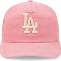 casquette-courbee-rose-ajustable-19twenty-precurved-corduroy-pastel-los-angeles-dodgers-mlb-new-era