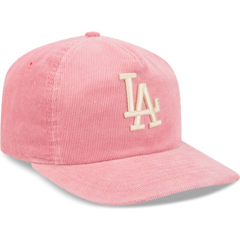casquette-courbee-rose-ajustable-19twenty-precurved-corduroy-pastel-los-angeles-dodgers-mlb-new-era