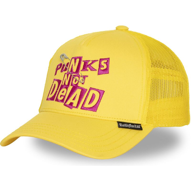 casquette-trucker-jaune-n294-punks-not-dead-rocknfreelife