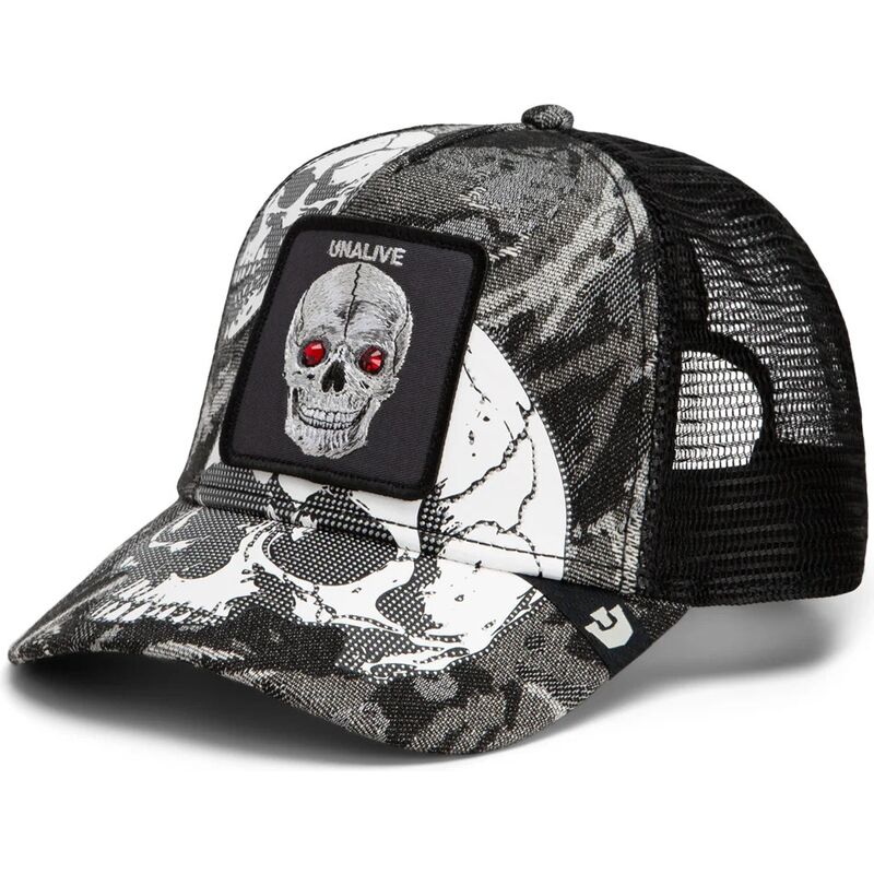 casquette-trucker-noire-crane-bone-head-unalive-the-farm-goorin-bros casquette-trucker-noire-crane-bone-head-unalive-the-farm-goorin-bros