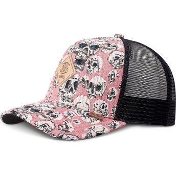 Casquette trucker rose et noire HFT Crasy Sofa Skull Djinns