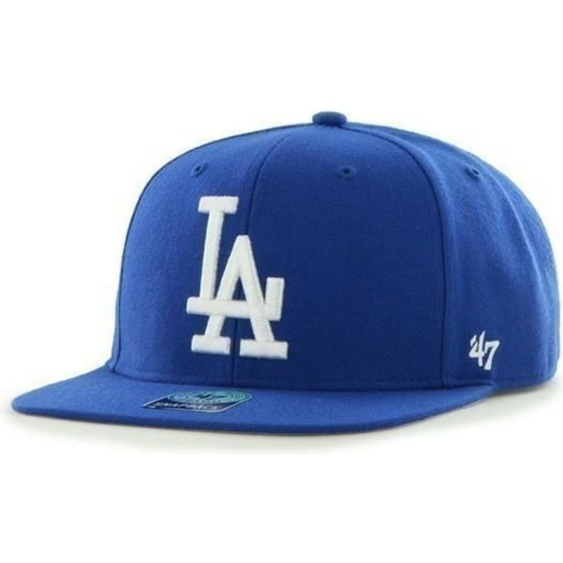 casquette-plate-bleue-snapback-unie-avec-logo-lateral-mlb-los-angeles-dodgers-47-brand
