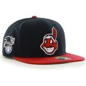 casquette-plate-bleue-marine-snapback-avec-l-ancien-logo-unie-avec-logo-lateral-mlb-cleveland-indians-47-brand