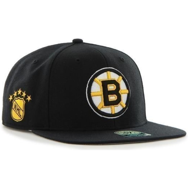 casquette-plate-noire-snapback-unie-nhl-boston-bruins-47-brand