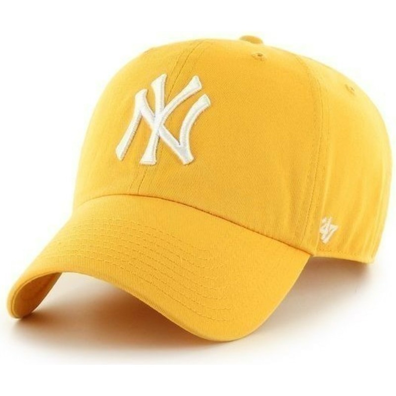 casquette-a-visiere-courbee-jaune-avec-grand-logo-frontal-mlb-newyork-yankees-47-brand