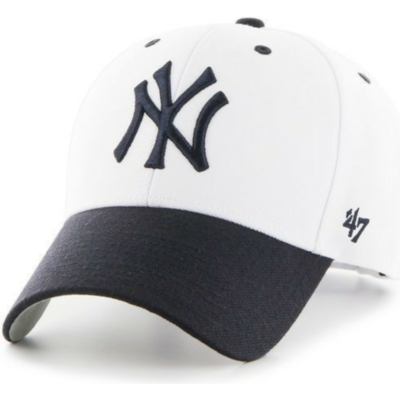 casquette-courbee-blanche-avec-visiere-noire-new-york-yankees-mlb-47-brand