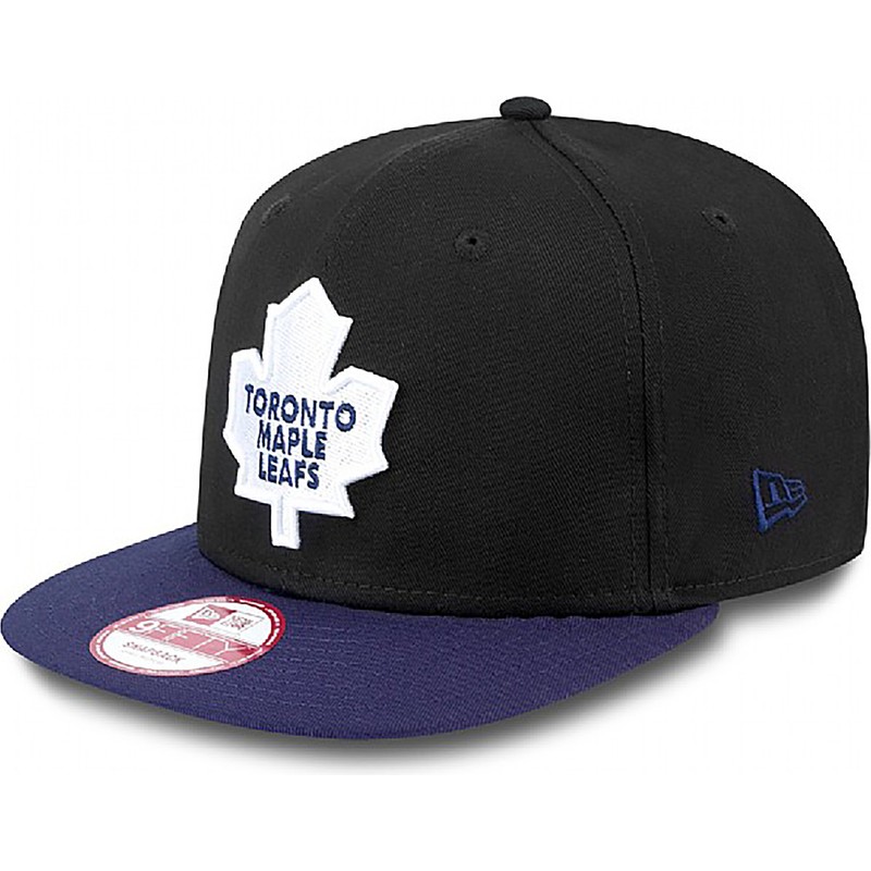 casquette-plate-noire-snapback-ajustable-9fifty-cotton-block-toronto-maple-leafs-nhl-new-era